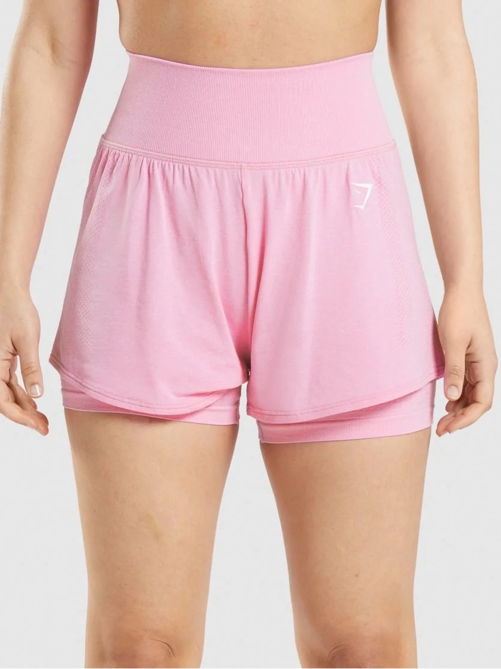 Gymshark size L vital 2-in-1 Women's High-Waist Pink Layered Athletic Shorts